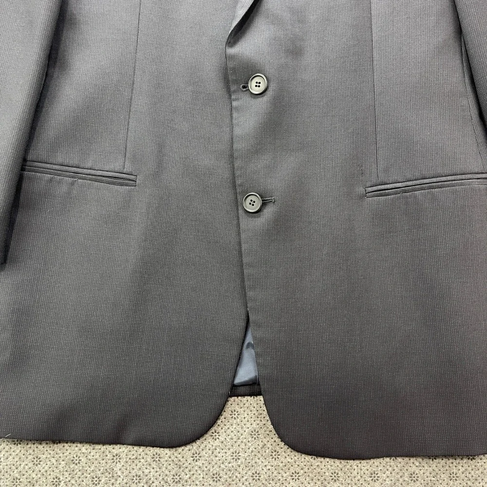 Vintage Mani Giorgio Armani Mens 42L Wool Blazer Blue Gray Microdot Sport Coats